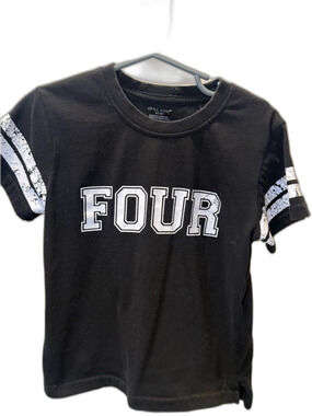 Little Bipsy Black "Four" Graphic Kids Tee or Bday shirt 5-6T